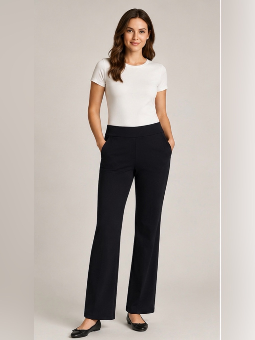 Soft Surroundings Perfect Ponte Pull On Bootcut Pants Black 1X NWT Stretch